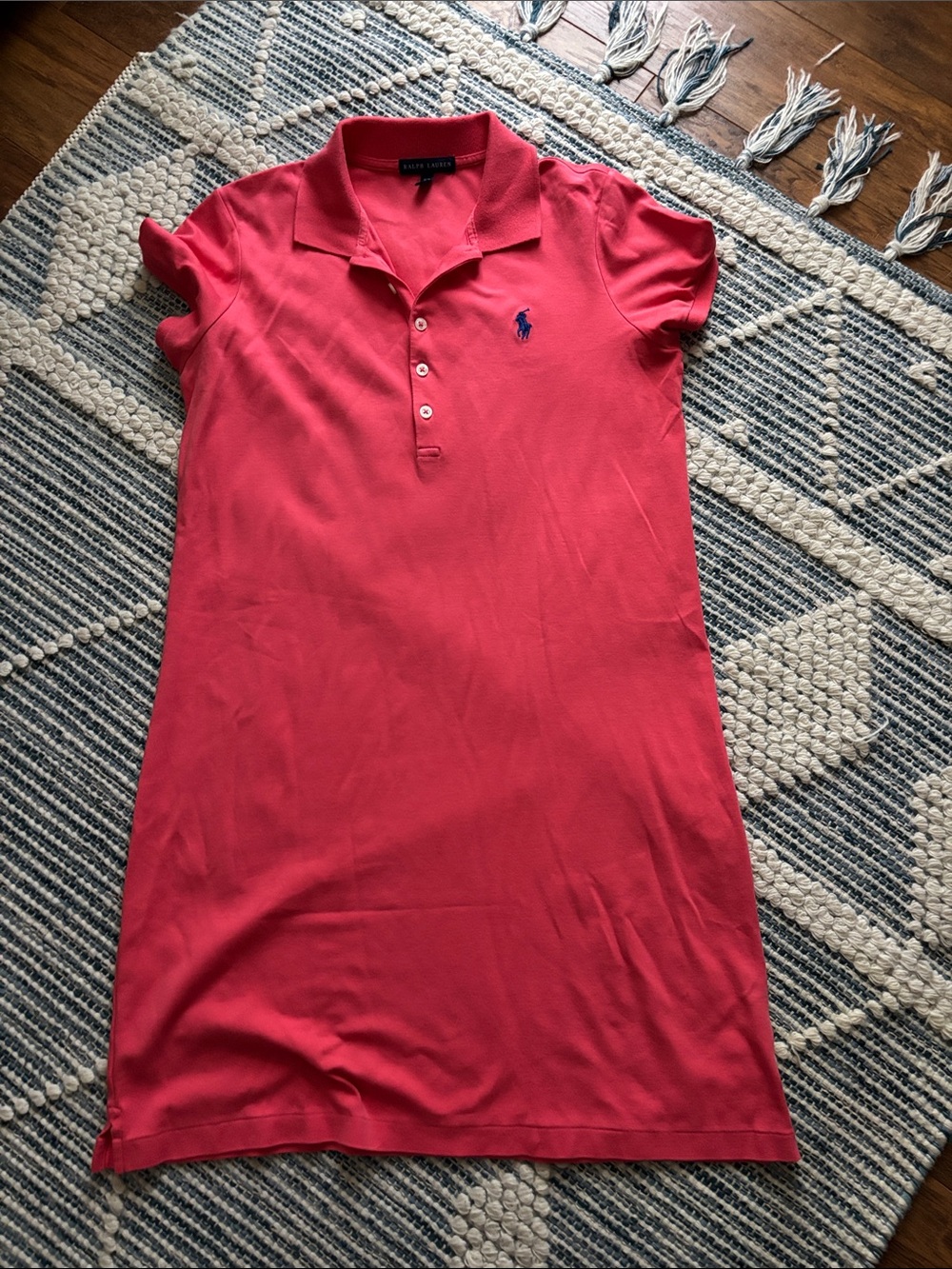 Ralph Lauren Coral Polo Shirt Dress with Navy Logo